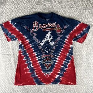 Atlanta Braves Liquid Blue Tie Dye Shirt MLB Double Sided Graphic Mens M